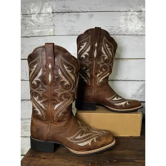 Ariat Women's Round Up Bliss Square Toe Cowgirl Boots Women's 10B - Picture 1 of 6